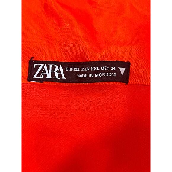 Zara Orange Slinky Satin Bais Cut Draped Cowl Dress Size XXL - Picture 8 of 8